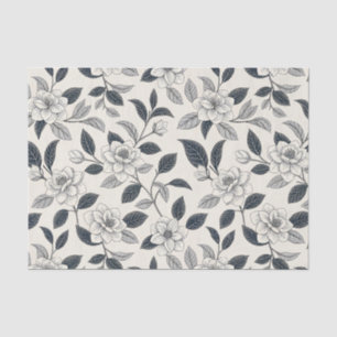 Papel De Seda Padrão Botânico Floral Azul Vintage (2)
