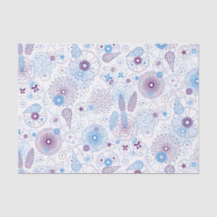 Papel De Seda Padrão Botânico Mínimo Moderno Azul e Roxo