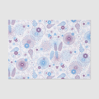 Papel De Seda Padrão Botânico Mínimo Moderno Azul e Roxo