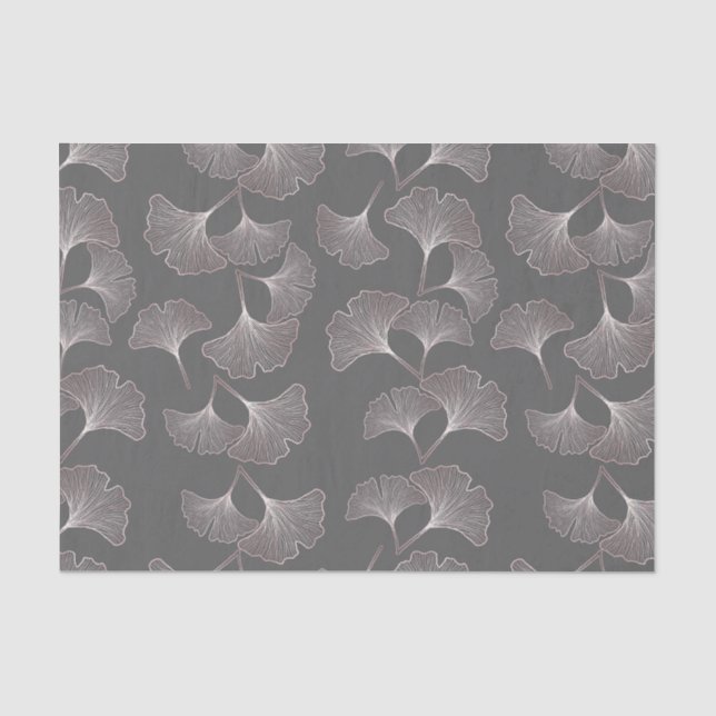 Papel De Seda Padrão Botânico Rosa Minimalista (Frente )