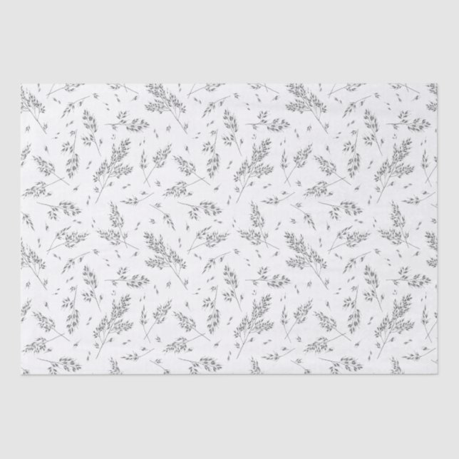 Papel De Seda Padrão Botânico Simples - Grama Elegante de Boho (Frente )