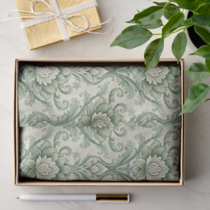 Papel De Seda Padrão botânico verde vintage