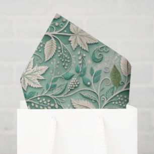 Papel De Seda Padrão Botânico Vintage Bege Verde Pastel