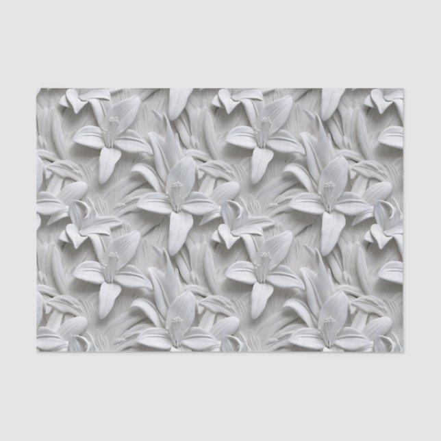 Papel De Seda Padrão branco de flores brancas sem costura (Frente )