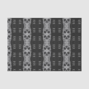 Papel De Seda Padrão Branco E Preto Da Cabeça Do Crânio Góti