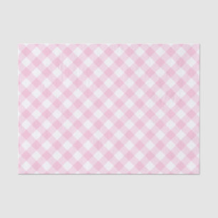Papel De Seda Padrão Branco E Rosa Gingham