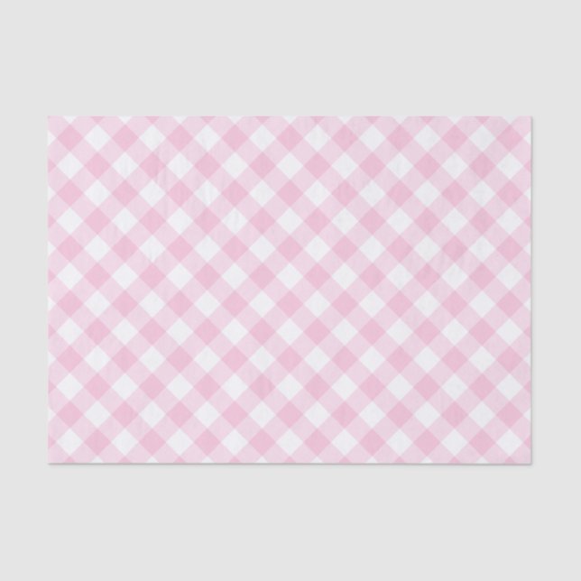 Papel De Seda Padrão Branco E Rosa Gingham (Frente )