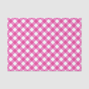 Papel De Seda Padrão Branco E Rosa Quente De Gingham