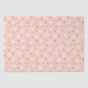 Papel De Seda Padrão cardíaco de impressão de pata rosa