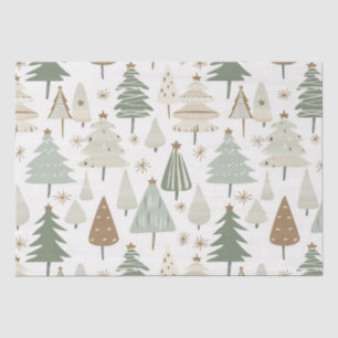 Papel De Seda Padrão castanho das Árvores de Natal modernas