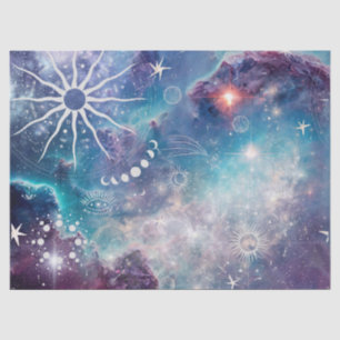 Papel De Seda Padrão Celestial Azul Roxo