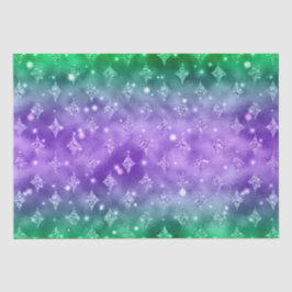 Papel De Seda Padrão Celestial com Brilho em Ombre Roxo e Verde
