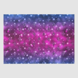 Papel De Seda Padrão Celestial com Glitter Ombre Azul e Rosa