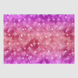 Papel De Seda Padrão Celestial de Estrela com Brilho Ombre Rosa 