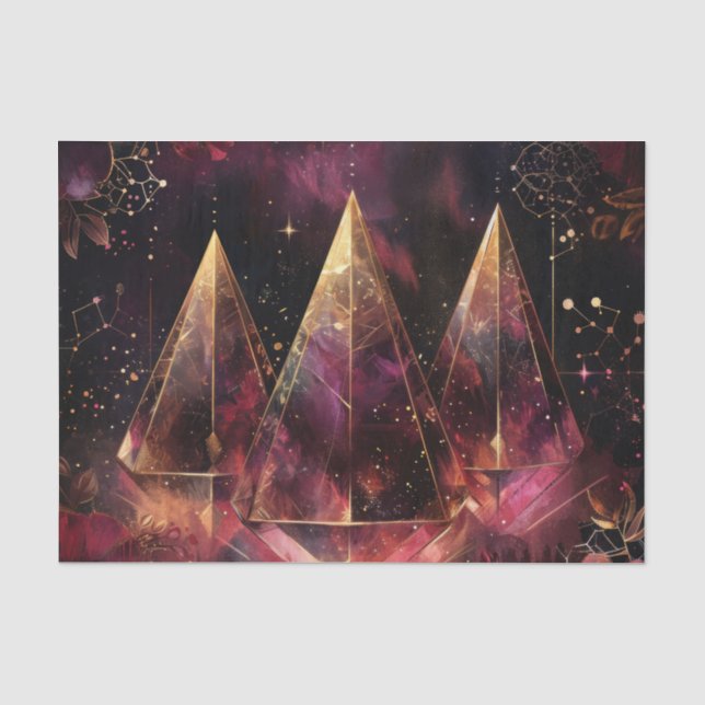 Papel De Seda Padrão Celestial Místico de Ámbar Witchy (Frente )