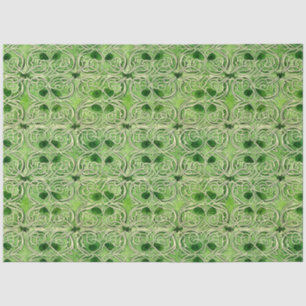 Papel De Seda Padrão Celtic Irish Green e Dourado do Ornamentado