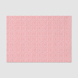 Papel De Seda Padrão-chave grego em rosa-coral e branco