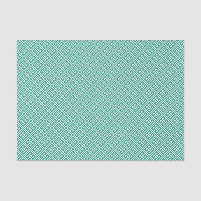 Papel De Seda Padrão-chave grego Emerald Green (Frente )