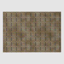 Papel De Seda Padrão-chave grego preto e Dourado