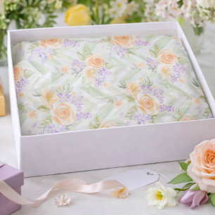 Papel De Seda Padrão Chevron Elegante de Floral em Tons de Pêsse