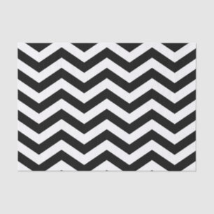 Papel De Seda Padrão Chevron em preto e branco