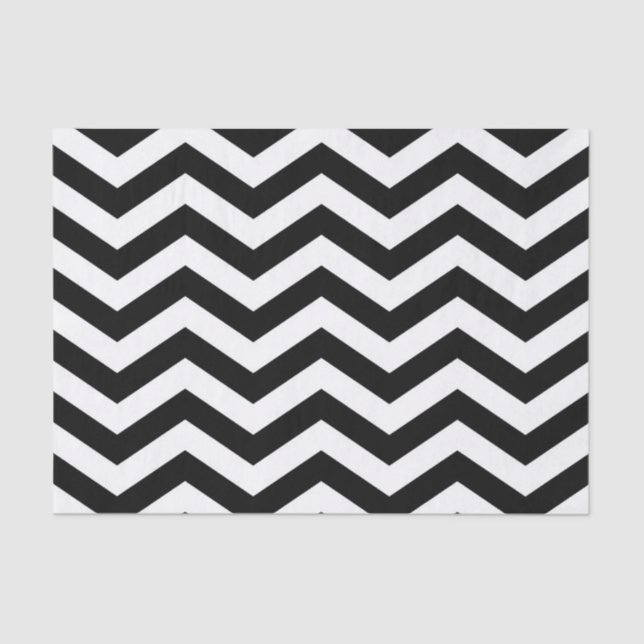 Papel De Seda Padrão Chevron em preto e branco (Frente )