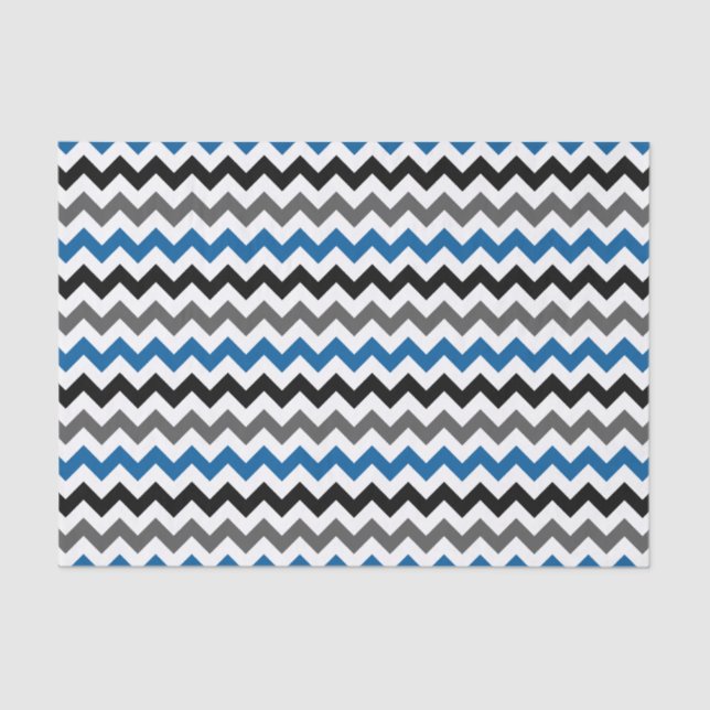 Papel De Seda Padrão Chevron Fundo Cinza Azul Preto Branco (Frente )