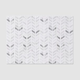 Papel De Seda Padrão Chevron Pintado de Cinzas Brancas Elegantes