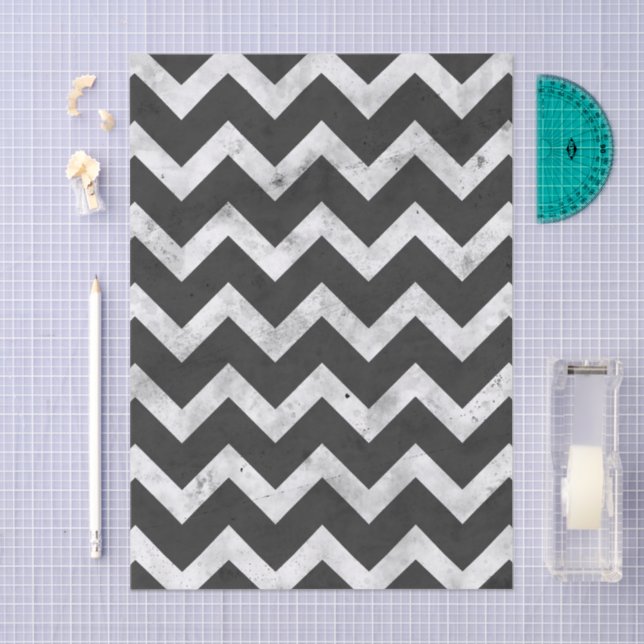 Papel De Seda Padrão Chevron Rústico preto e branco (Arte )