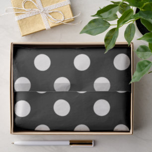 Papel De Seda Padrão Chic Moderno de Grandes Bolinhas Preto e Ba