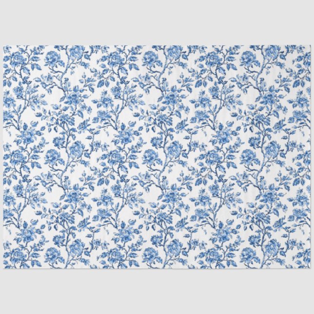Papel De Seda Padrão Chinoiserie Azul (Frente )