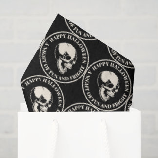 Papel De Seda Padrão Circular de Caveira Risonha de Halloween Pr