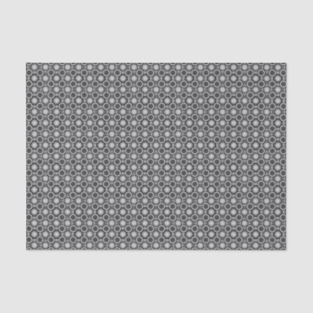 Papel De Seda Padrão Clássico de Círculos Cinza (Frente )