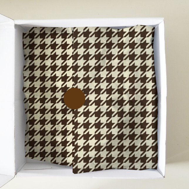 Papel De Seda Padrão Clássico de Ivory Pepita Houndstooth (Criador carregado)