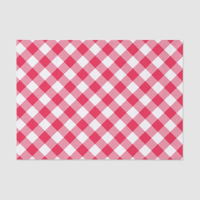 Papel De Seda Padrão Clássico do País Gingham Vermelho (Frente )