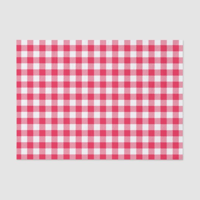 Papel De Seda Padrão Clássico do País Gingham Vermelho (Frente )