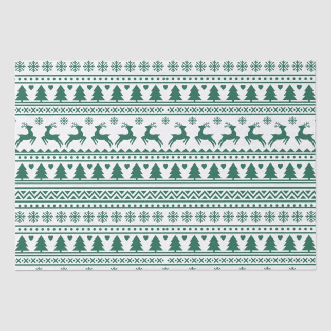 Papel De Seda Padrão clássico escandinavo do Natal (Frente )