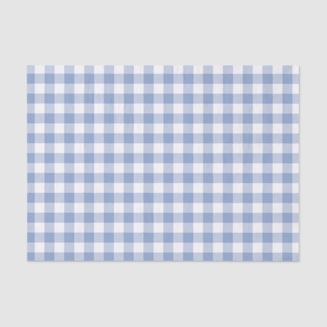 Papel De Seda Padrão clássico Gingham azul verificado (Frente )
