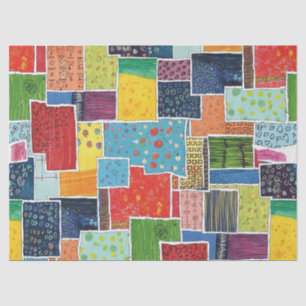 Papel De Seda Padrão Colorido de Patchwork Abstrato