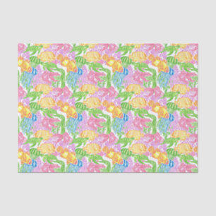 Papel De Seda Padrão Colorido de Peixes Tropicais