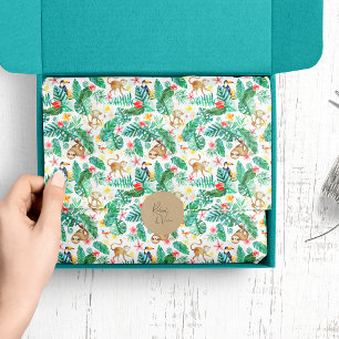 Papel De Seda Padrão Colorido de Selvas Tropicais
