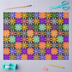 Papel De Seda Padrão Colorido Estrela Flor