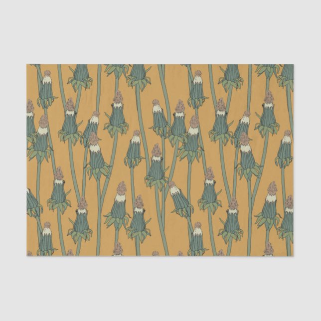 Papel De Seda Padrão com dandelion não aberto (Frente )