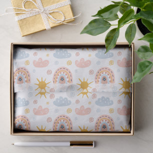 Papel De Seda Padrão contínuo caprichoso Boho Arco-íris e floral