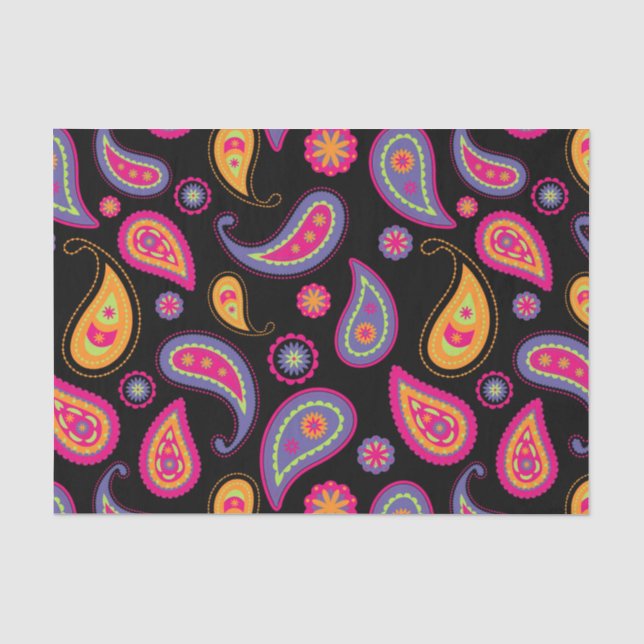 Papel De Seda Padrão contínuo colorido de Paisley (Frente )