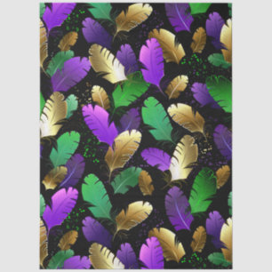 Papel De Seda Padrão contínuo com penas de Mardi Gras