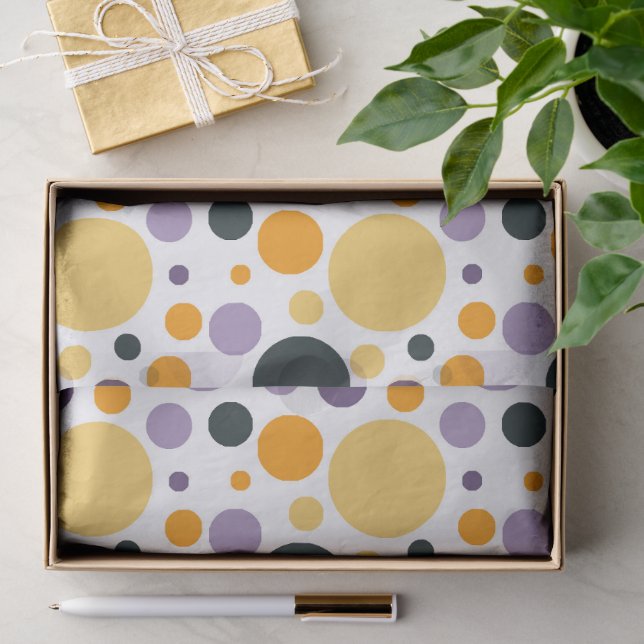 Papel De Seda Padrão contínuo de bolinhas geométricas retrô (Presente)