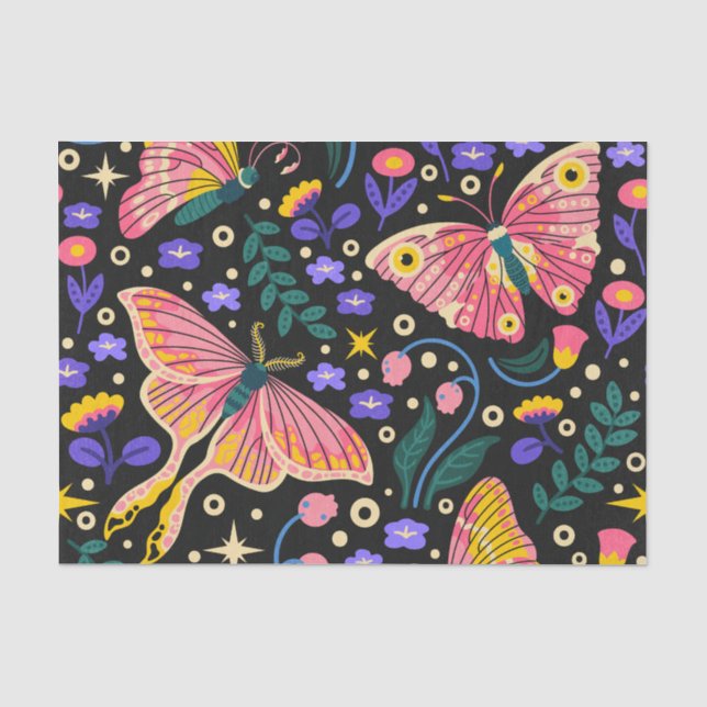 Papel De Seda Padrão contínuo de borboleta      (Frente )