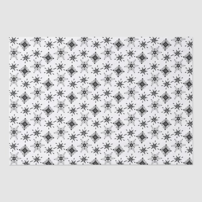 Papel De Seda Padrão contínuo de flocos de neve pretos de Natal (Frente )