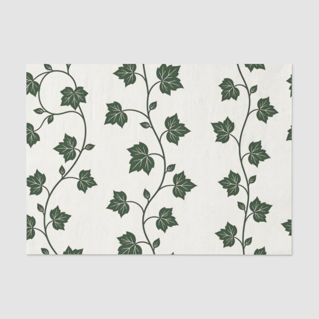 Papel De Seda Padrão contínuo de hera clássico verde (Frente )
